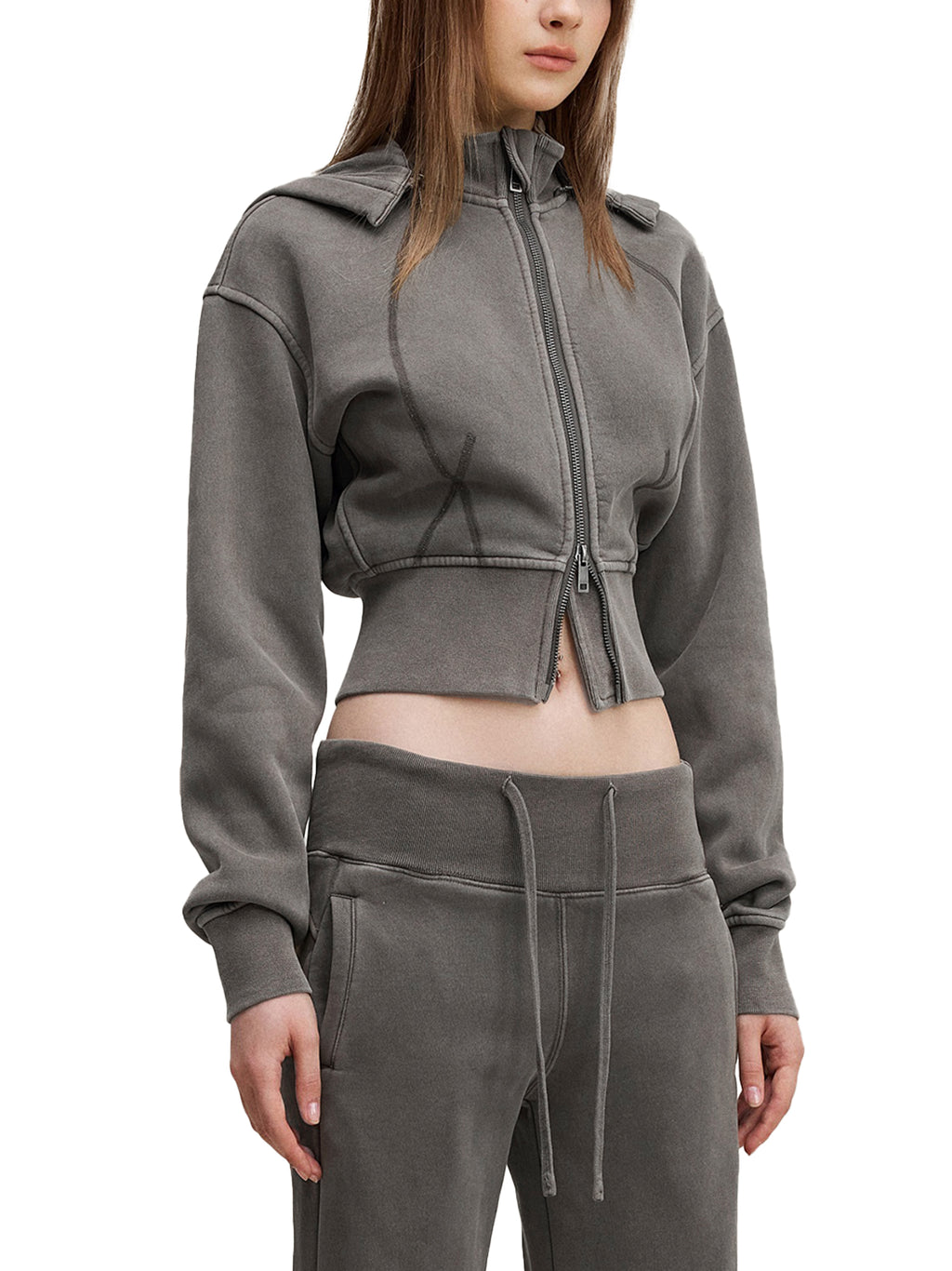 HV Vintage Washed Cropped Fleece Hoodie