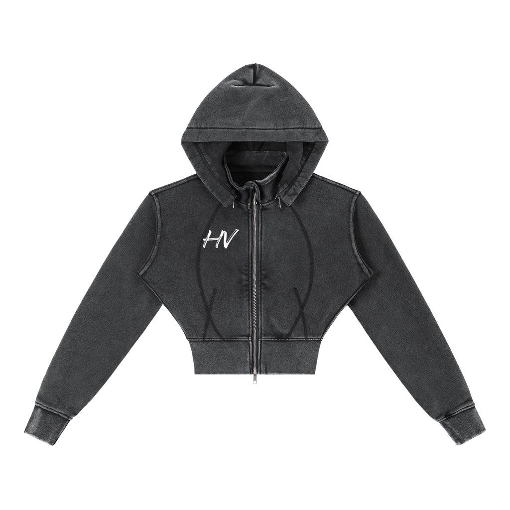 HV Vintage Washed Cropped Fleece Hoodie